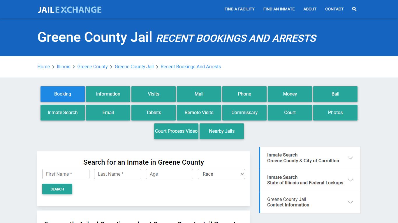 Greene County Jail IL Recent Arrests and Bookings - Jail Exchange