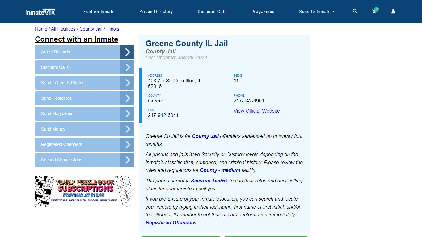 Greene County IL Jail - Inmate Locator