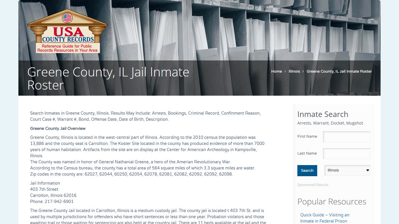 Greene County, IL Jail Inmate Roster | Name Search