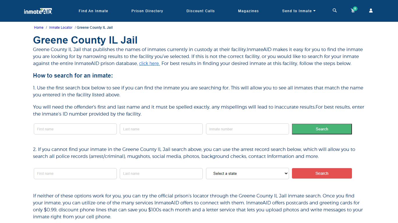 Greene County IL Jail | Arrest Locator, Inmate Communication